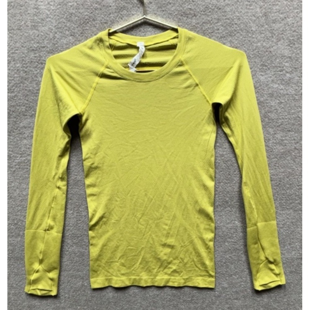 Lululemon Swiftly Tech Long-Sleeve Shirt Slim Fit Mustard Yellow Womens Size 2